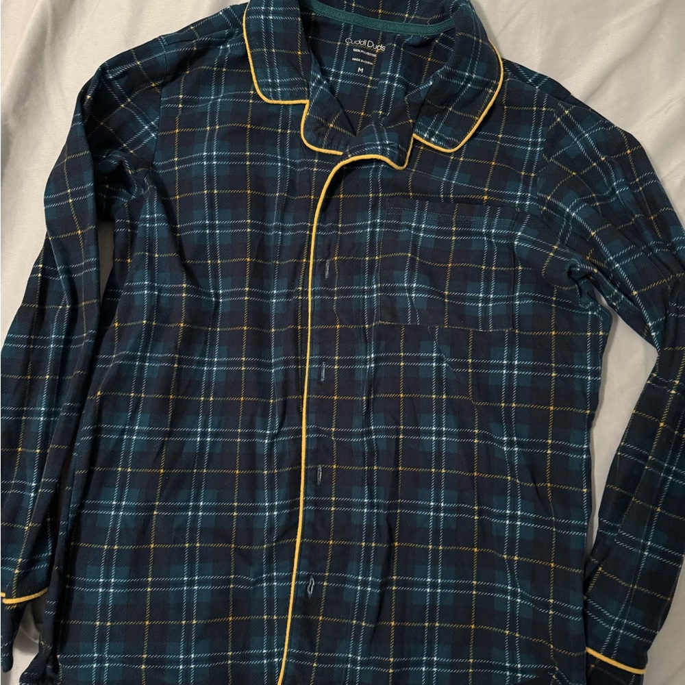 Cuddl Duds Plaid Pajama Top with Yellow Accents
